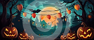 Halloween Banner promo sale illustration of a halloween