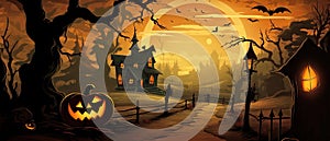 Halloween Banner promo sale illustration of a halloween