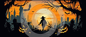 Halloween Banner promo sale illustration of a halloween