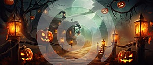 Halloween Banner promo sale illustration of a halloween