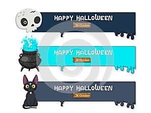 Halloween banners. Colorful element collection vector. Concept cartoon Halloween day. Vector clipart illustration for holiday