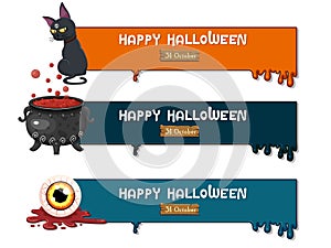 Halloween banners. Colorful element collection vector. Concept cartoon Halloween day. Vector clipart illustration for holiday