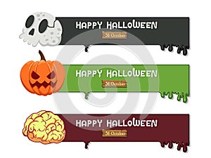 Halloween banners. Colorful element collection vector. Concept cartoon Halloween day. Vector clipart illustration for holiday