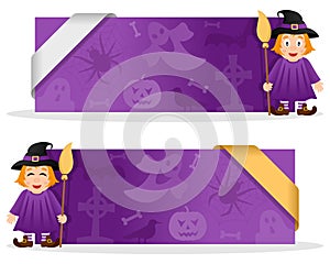 Halloween Banners with Cute Witch