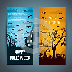 Halloween Banners With Flying Bats