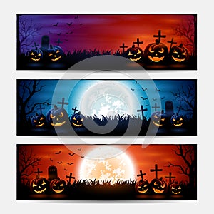 Halloween banners with pumpkins