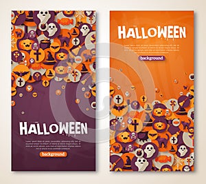 Halloween Banners Set. Vector Illustration. Flat