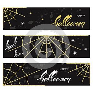 Halloween banners with spider webs