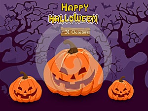 Halloween banners with text and characters. Concept cartoon Halloween elements. Vector clipart illustration on color background