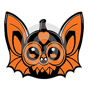 Halloween bat head. Vector illustration isolated on a white background. Generative AI