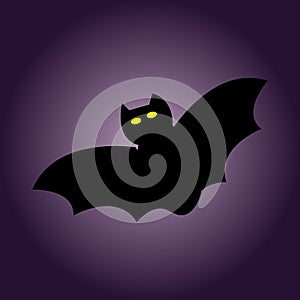 Halloween bat illustration vector design isolated on purple background. photo