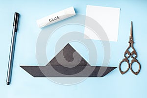 Halloween bat origami, step by step instruction, simple diy with kids, step 3