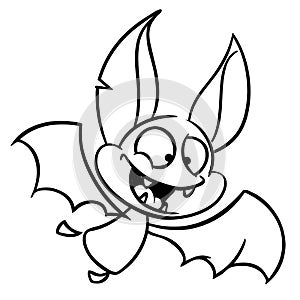 Halloween bat. Vector cartoon bat icon. Coloring book.