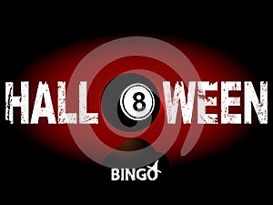 Halloween bingo number eight and text background