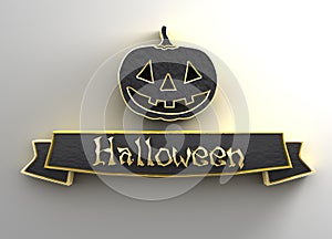 Halloween - black and gold 3D quality render on the background w