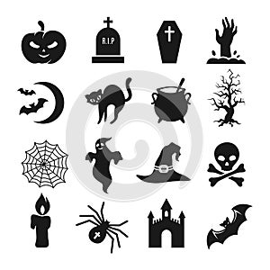 Halloween black silhouette vector icons