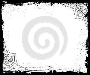 Halloween blank medium rectangle banner size template background with orange grunge border