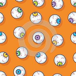 Halloween bloodshot eyes seamless repeat pattern background