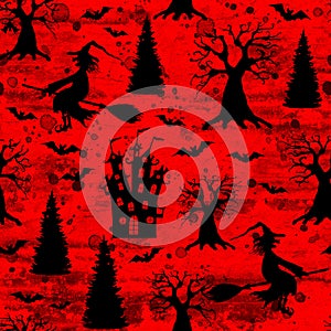 Bloody blood red grunge abstract halloween seamless pattern background