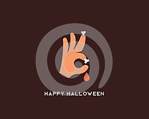 Halloween bones vector sign. Trick or treat ok symbol icon. Humor optimism card greeting logo