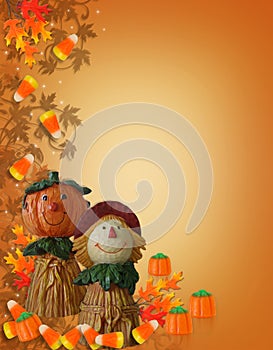 Halloween Border Pumpkin Scarecrow