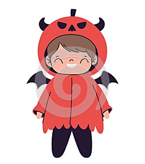 halloween boy dressed as a devil