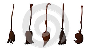 Halloween broom set. Witch flying tool for witches and sorcerers