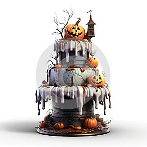 halloween cake 3d Illustrations on a white background.