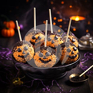 Halloween cake pops with halloween background