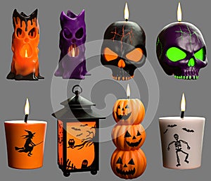 Halloween candles 3D illustration