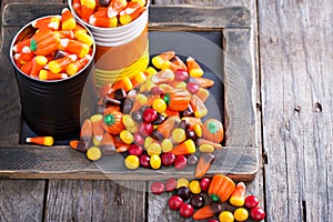 Halloween candy copy space