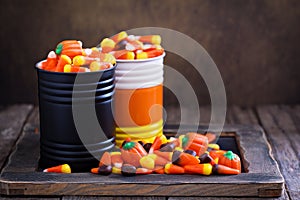 Halloween candy copy space