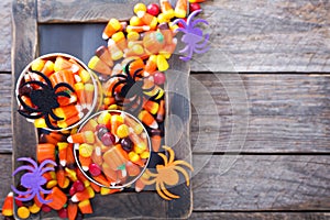 Halloween candy copy space