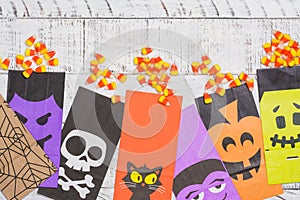 Halloween candy corns and craft bags