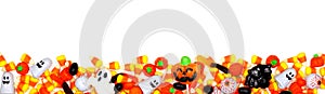 Halloween candy long border isolated on a white background