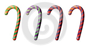 Halloween candy set.Vector peppermint striped candy cane Halloween trick or treat food snack. Candycane stick, sugar