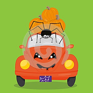 halloween car pimpkin spider 03