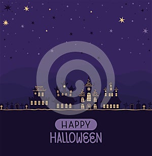 halloween card with cemeteries photo