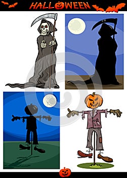Halloween Cartoon Creepy Themes Set photo