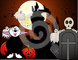 Halloween cartoon ghost vector