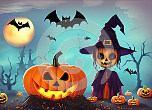 Halloween cartoon pupmkin backgroud