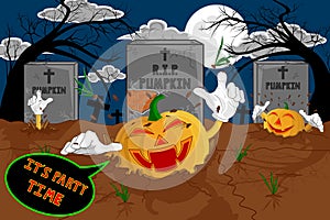 Halloween cartoon resurrect pumpkin for celebration of halloween.