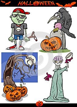 Halloween Cartoon Spooky Themes Set