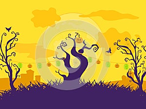 Halloween cartoon Vector background