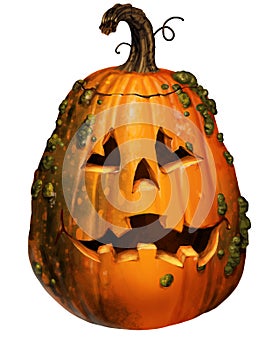 Halloween carved pumpkin - cartoon style illustration