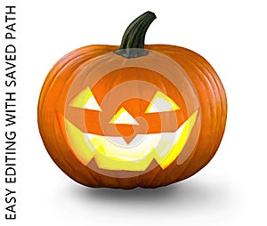Halloween carved pumpkin lanterns, Realistic digital painting on white background with saved path, Jack O Lantern pumpkin, isolate