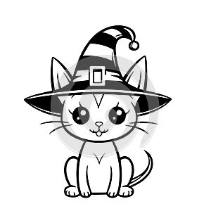 Halloween cat for coloring book. Coloring page outline of cartoon