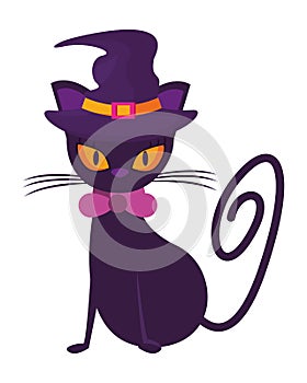 Halloween cat with witch hat accessory