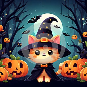 Halloween Cat Wizard Photo Illustration