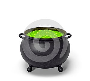 Halloween cauldron with green bubble potion